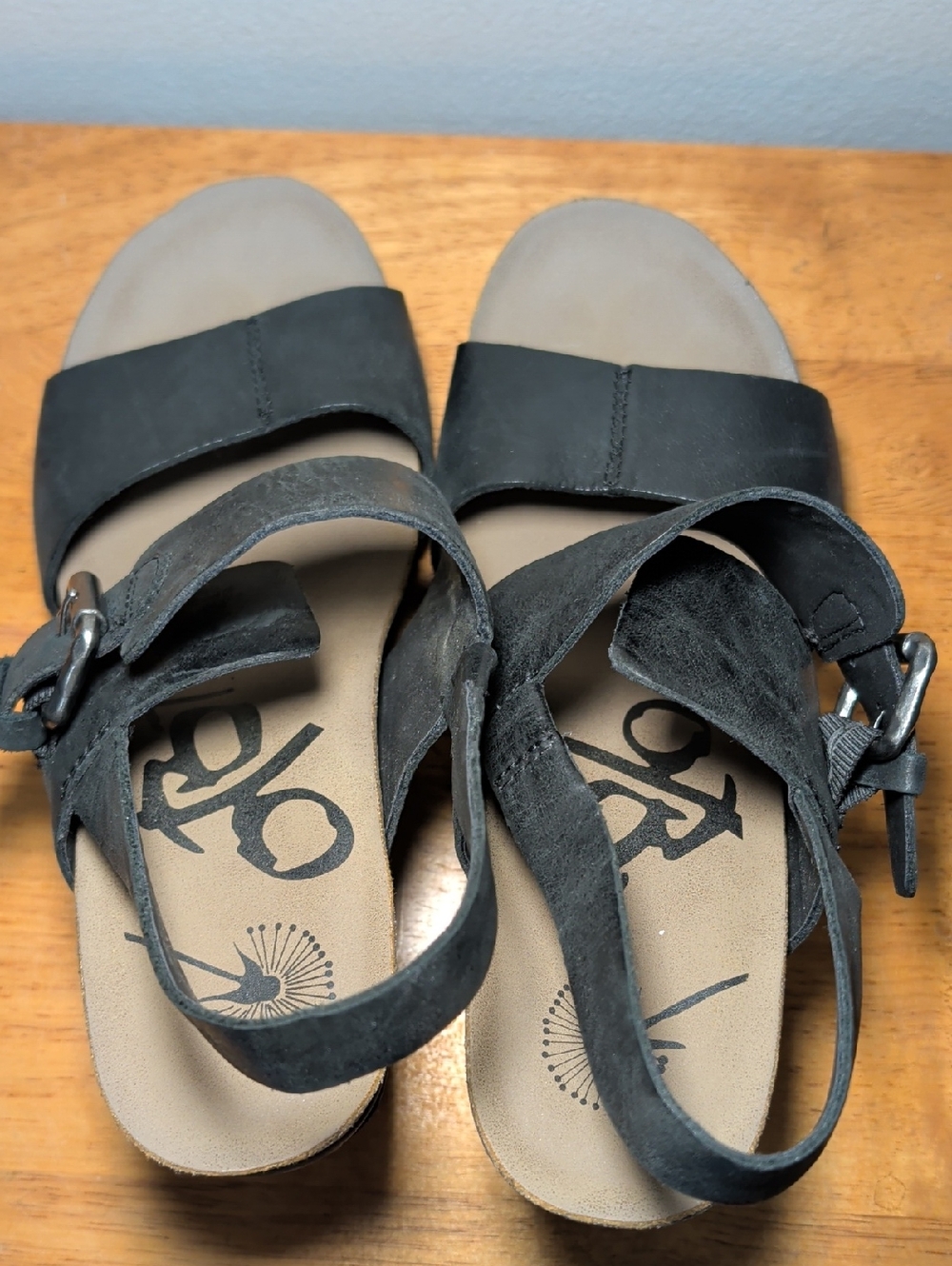 OTBT Overnight Black Leather Slingback Wedge Sandals Summer Preppy Womens Size 9 - Picture 5 of 8